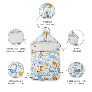 DinoWrap-a-Saurus - 100% Organic Cotton Baby Carrier Nest