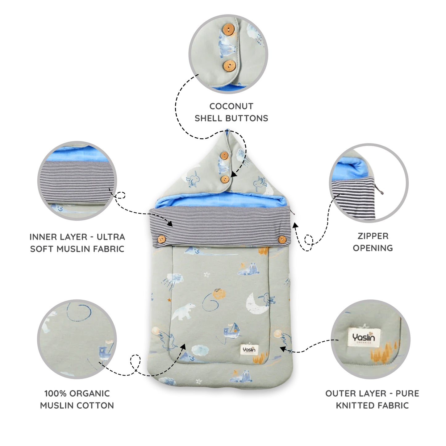 Frosty Fluff Snuggles - 100% Organic Cotton Baby Carrier Nest