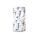 Blue Palm Hugs - 100 % Organic Muslin Cotton Wrap Cloth Swaddle